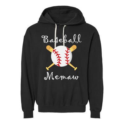 Baseball Memaw Game day Gifts to Cheer mother's day Garment-Dyed Fleece Hoodie