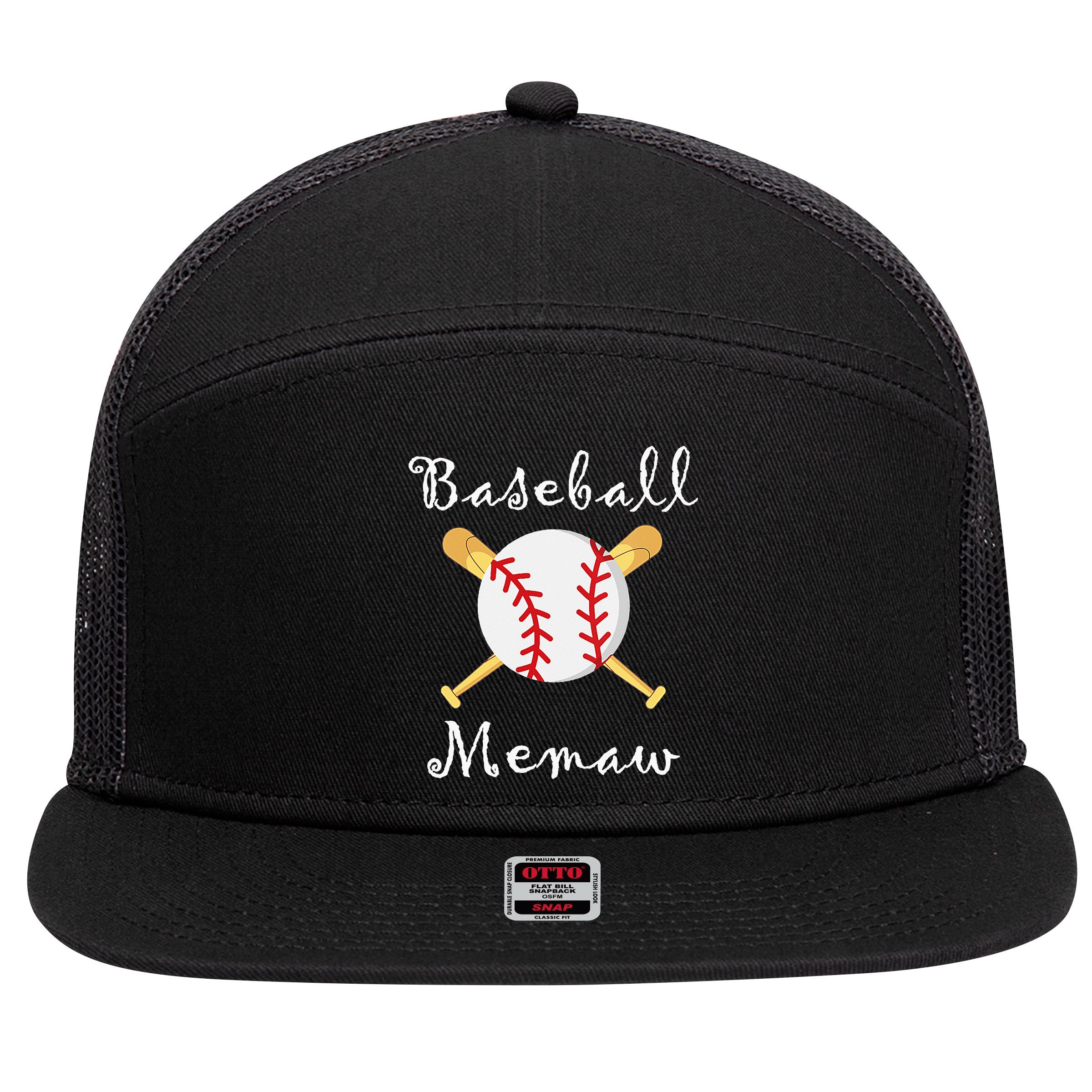 Baseball Memaw Game day Gifts to Cheer mother's day 7 Panel Mesh Trucker Snapback Hat