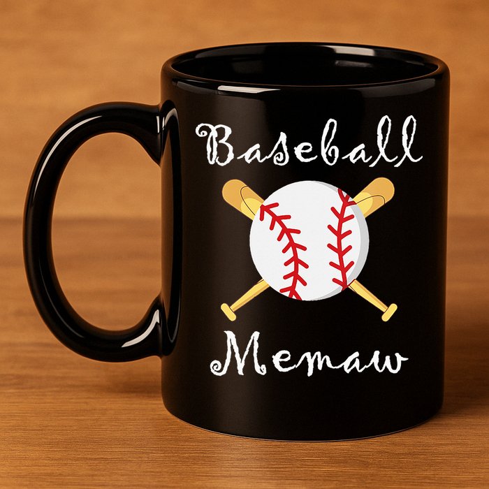 Baseball Memaw Game day Gifts to Cheer mother's day 11oz C Handle Ceramic Mug