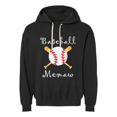 Baseball Memaw Grandsons Game day Gifts to Cheer Grandma Garment-Dyed Fleece Hoodie