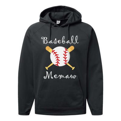 Baseball Memaw Grandsons Game day Gifts to Cheer Grandma Performance Fleece Hoodie