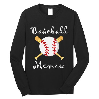 Baseball Memaw Grandsons Game day Gifts to Cheer Grandma Long Sleeve Shirt