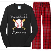 Baseball Memaw Grandsons Game day Gifts to Cheer Grandma Long Sleeve Pajama Set