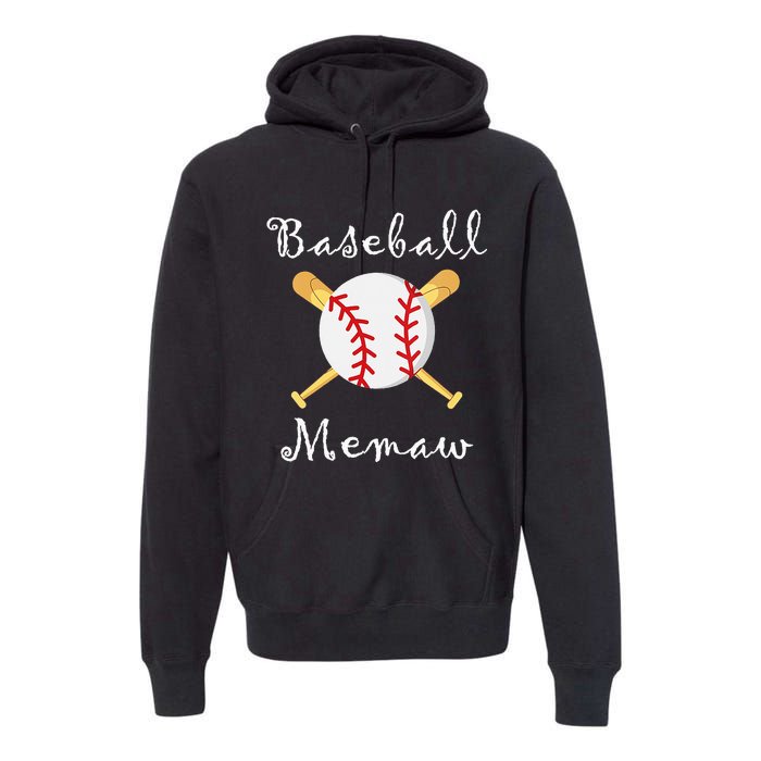 Baseball Memaw Grandsons Game day Gifts to Cheer Grandma Premium Hoodie