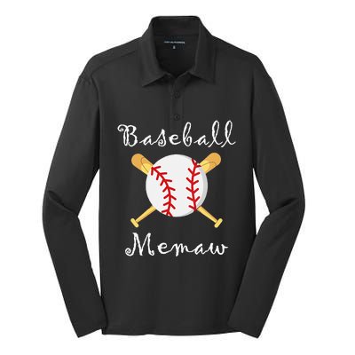 Baseball Memaw Grandsons Game day Gifts to Cheer Grandma Silk Touch Performance Long Sleeve Polo