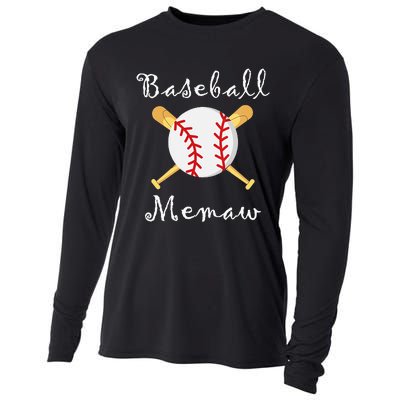 Baseball Memaw Grandsons Game day Gifts to Cheer Grandma Cooling Performance Long Sleeve Crew