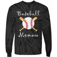 Baseball Memaw Grandsons Game day Gifts to Cheer Grandma Tie-Dye Long Sleeve Shirt