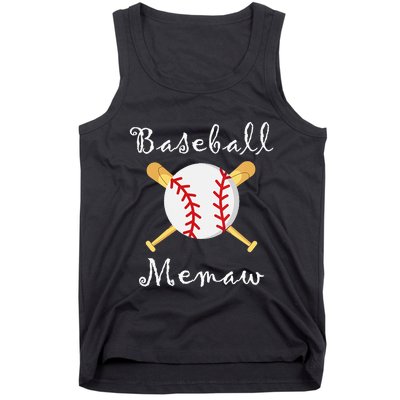 Baseball Memaw Grandsons Game day Gifts to Cheer Grandma Tank Top