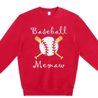 Baseball Memaw Grandsons Game day Gifts to Cheer Grandma Premium Crewneck Sweatshirt