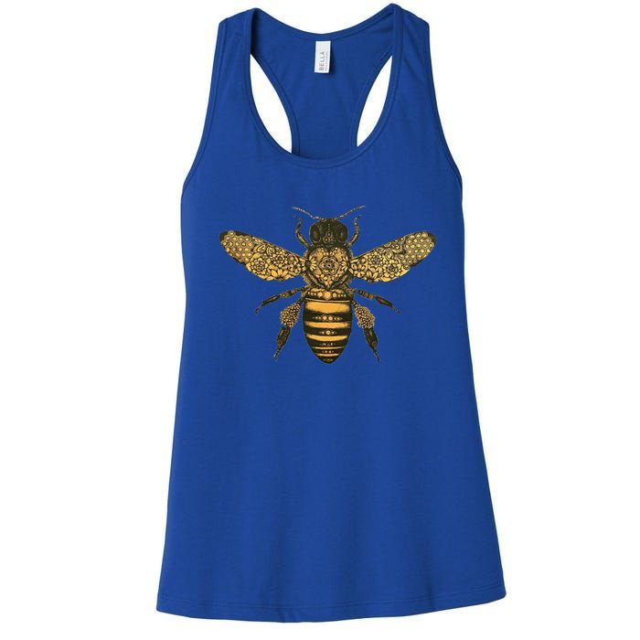 Beekeeper Meaningful Gift Honeycomb Honey Bee Compass Beekeeping Great Gift Women's Racerback Tank