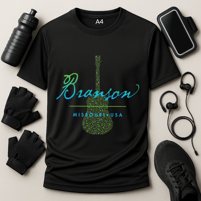 Branson Missouri Guitar Design Cooling Performance Crew T-Shirt