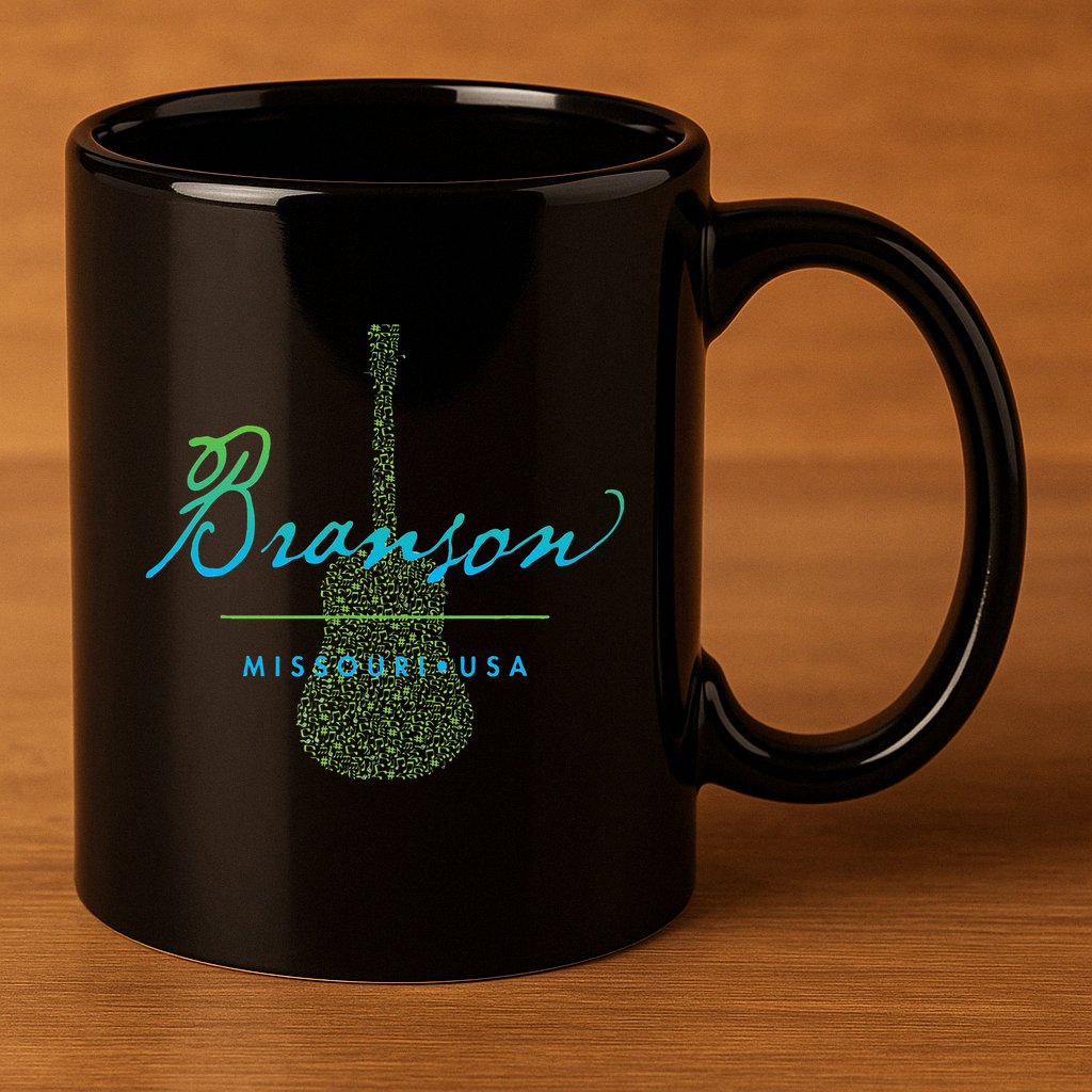 Branson Missouri Guitar Design 11oz C Handle Ceramic Mug