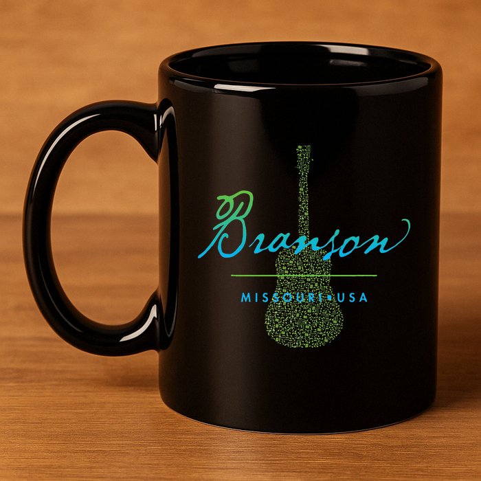 Branson Missouri Guitar Design 11oz C Handle Ceramic Mug
