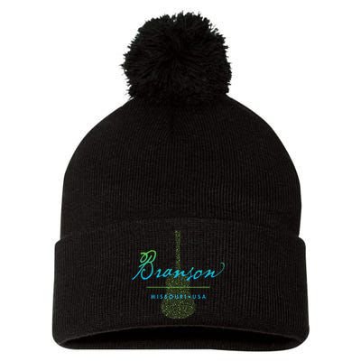 Branson Missouri Guitar Design Pom Pom 12in Knit Beanie