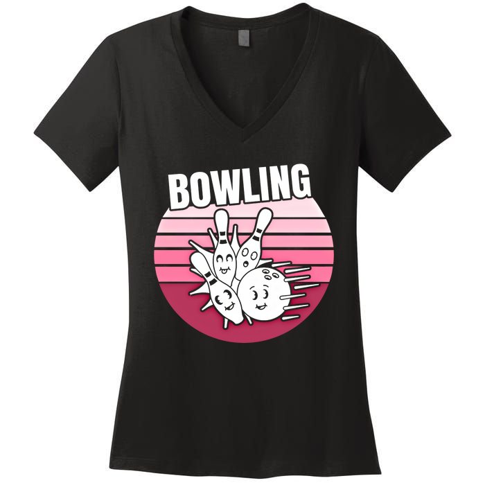 Bowling Meaningful Gift Women's V-Neck T-Shirt