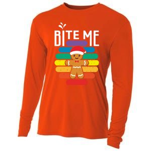 Bite Me Gingerbread Lgbt Xmas Cookie Gay Christmas Gift Cooling Performance Long Sleeve Crew