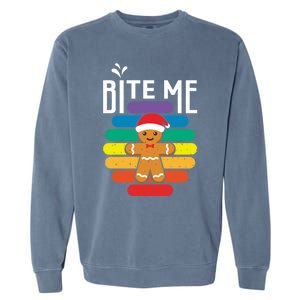 Bite Me Gingerbread Lgbt Xmas Cookie Gay Christmas Gift Garment-Dyed Sweatshirt