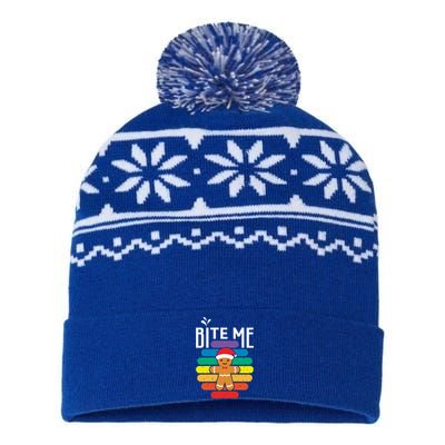 Bite Me Gingerbread Lgbt Xmas Cookie Gay Christmas Gift USA-Made Snowflake Beanie