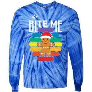 Bite Me Gingerbread Lgbt Xmas Cookie Gay Christmas Gift Tie-Dye Long Sleeve Shirt