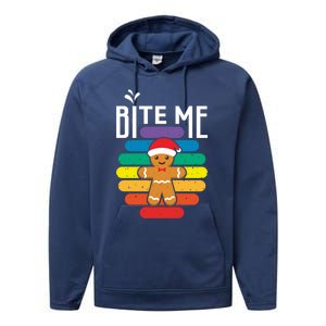 Bite Me Gingerbread Lgbt Xmas Cookie Gay Christmas Gift Performance Fleece Hoodie