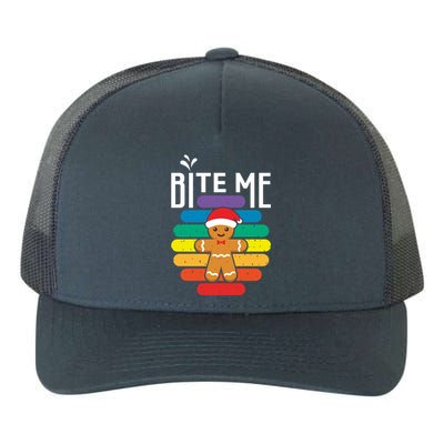 Bite Me Gingerbread Lgbt Xmas Cookie Gay Christmas Gift Yupoong Adult 5-Panel Trucker Hat