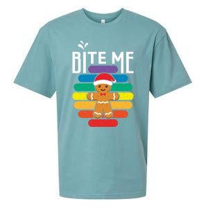 Bite Me Gingerbread Lgbt Xmas Cookie Gay Christmas Gift Sueded Cloud Jersey T-Shirt