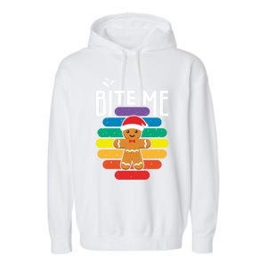 Bite Me Gingerbread Lgbt Xmas Cookie Gay Christmas Gift Garment-Dyed Fleece Hoodie