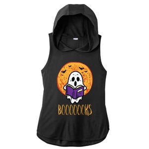 Boooks Moon Ghost Reading Halloween Bookworm Librarian Book Ladies PosiCharge Tri-Blend Wicking Draft Hoodie Tank