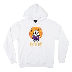 Boooks Moon Ghost Reading Halloween Bookworm Librarian Book Hoodie