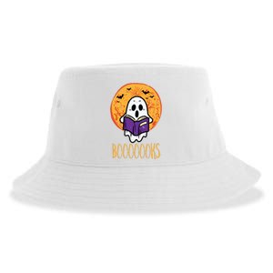 Boooks Moon Ghost Reading Halloween Bookworm Librarian Book Sustainable Bucket Hat