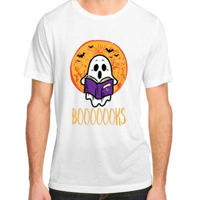 Boooks Moon Ghost Reading Halloween Bookworm Librarian Book Adult ChromaSoft Performance T-Shirt