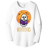 Boooks Moon Ghost Reading Halloween Bookworm Librarian Book Women's Perfect Tri Tunic Long Sleeve Shirt