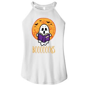 Boooks Moon Ghost Reading Halloween Bookworm Librarian Book Women's Perfect Tri Rocker Tank