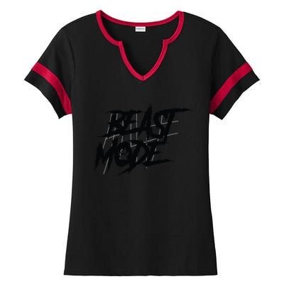 Beast Mode Gym Motivation Graphic Ladies Halftime Notch Neck Tee