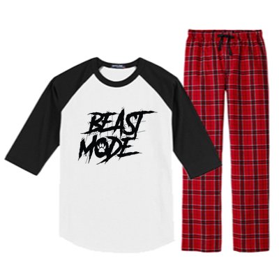 Beast Mode Gym Motivation Graphic Raglan Sleeve Pajama Set