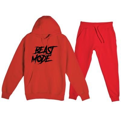 Beast Mode Gym Motivation Graphic Premium Hooded Sweatsuit Set