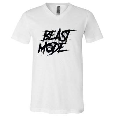 Beast Mode Gym Motivation Graphic V-Neck T-Shirt