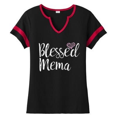 Blessed Mema Grandma Gifts Ladies Halftime Notch Neck Tee