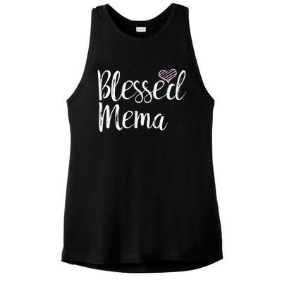 Blessed Mema Grandma Gifts Ladies PosiCharge Tri-Blend Wicking Tank