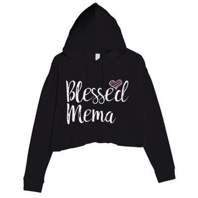 Blessed Mema Grandma Gifts Crop Fleece Hoodie