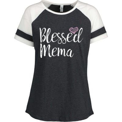 Blessed Mema Grandma Gifts Enza Ladies Jersey Colorblock Tee