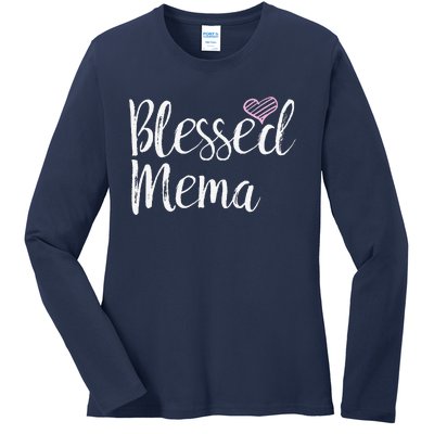 Blessed Mema Grandma Gifts Ladies Long Sleeve Shirt