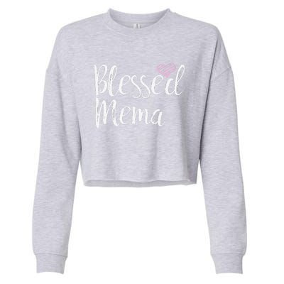 Blessed Mema Grandma Gifts Cropped Pullover Crew