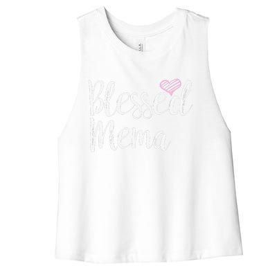 Blessed Mema Grandma Gifts Women's Racerback Cropped Tank