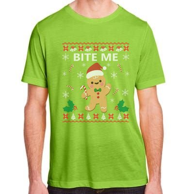 Bite Me Gingerbread Ugly Christmas Sweater Funny Gift Meaningful Gift Adult ChromaSoft Performance T-Shirt