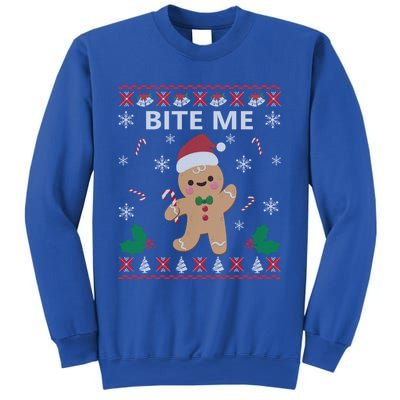 Bite Me Gingerbread Ugly Christmas Sweater Funny Gift Meaningful Gift Sweatshirt