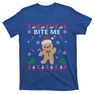 Bite Me Gingerbread Ugly Christmas Sweater Funny Gift Meaningful Gift T-Shirt