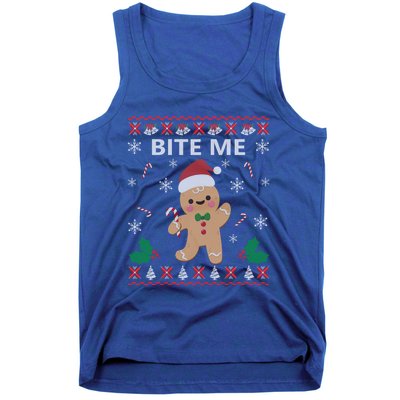 Bite Me Gingerbread Ugly Christmas Sweater Funny Gift Meaningful Gift Tank Top