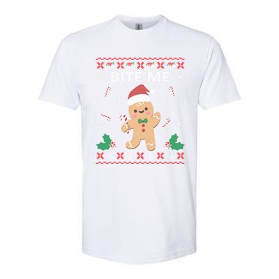 Bite Me Gingerbread Ugly Christmas Sweater Funny Gift Meaningful Gift Softstyle CVC T-Shirt