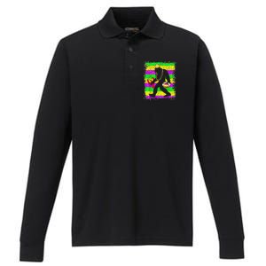 Bigfoot Mardi Gras Sasquatch Funny Men Carnival Festiva Performance Long Sleeve Polo